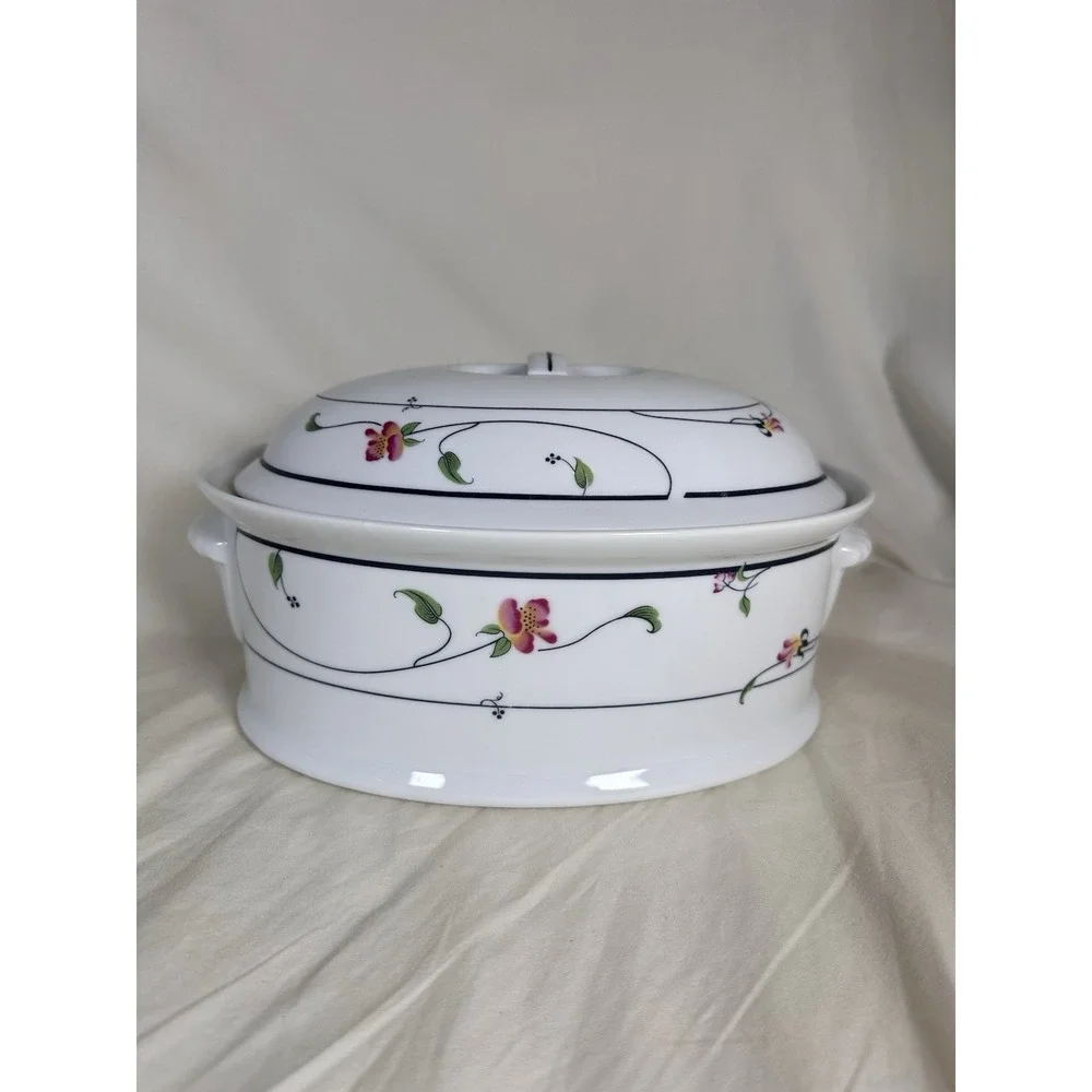 Savoir Vivre Spring Fantasy Covered Casserole Dish Japan Floral‎ Bake Serve 2 Qt